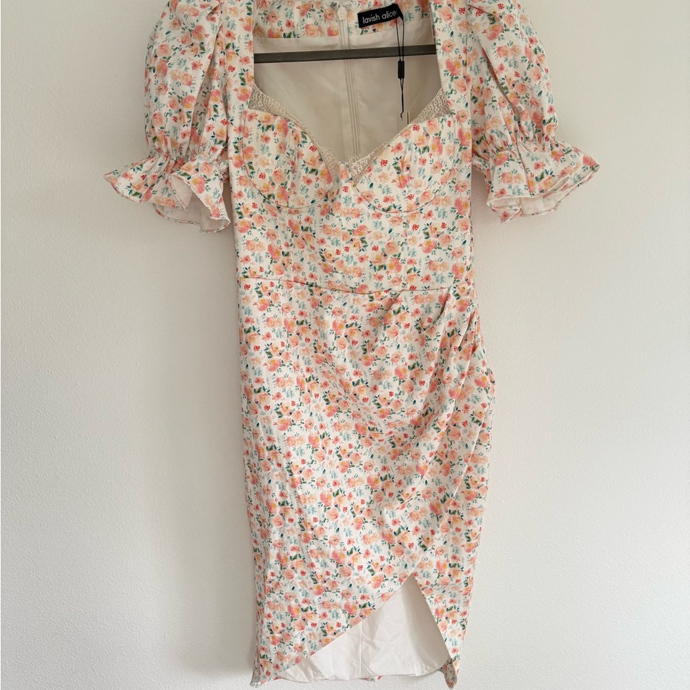 Lavish Alice puff sleeve floral midi
